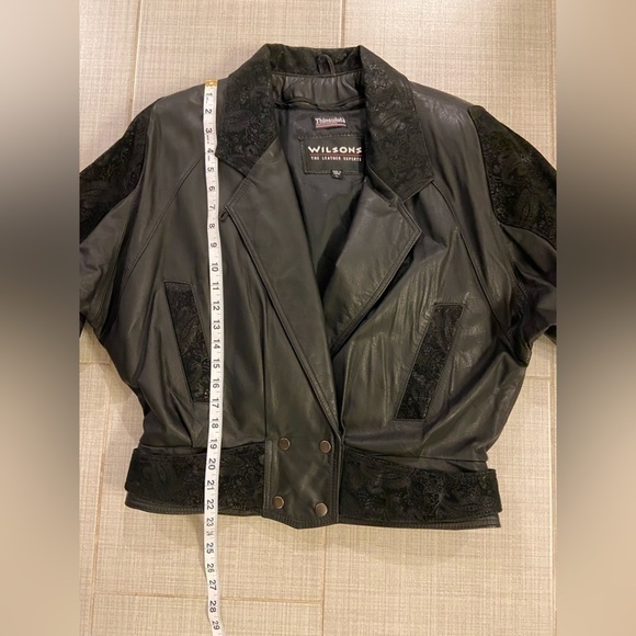COPY - 𝅺WOMEN’S Wilson’s Leather Embroidered floral Moto Black Jacket Vintage S… - Picture 12 of 15